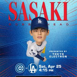 Dodger Tickets Roki Sasaki Bobblehead vs Cubs