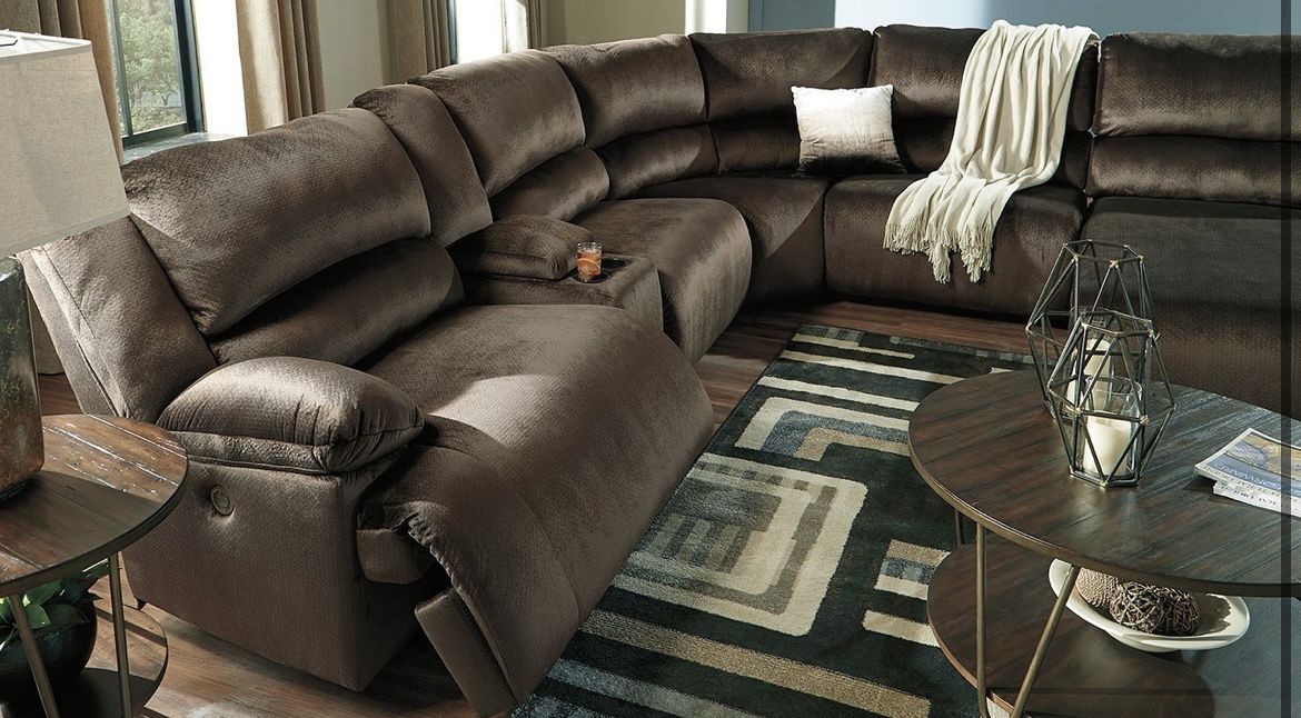 6 Piece Microfiber Recliner Sectional Mark Down - Brand New