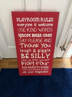 Wooden Playroom Rules Sign