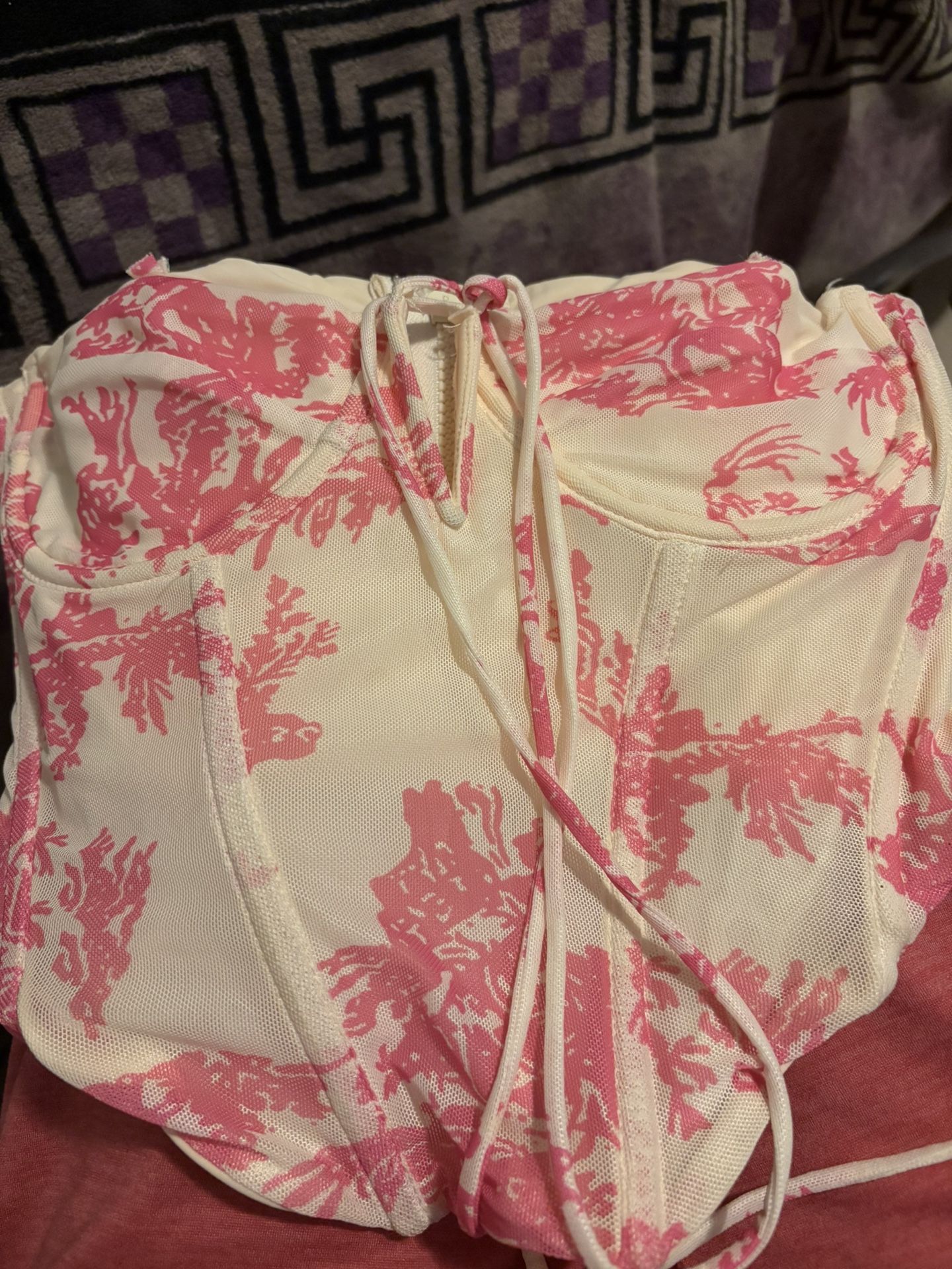 Pink And White Corset Top
