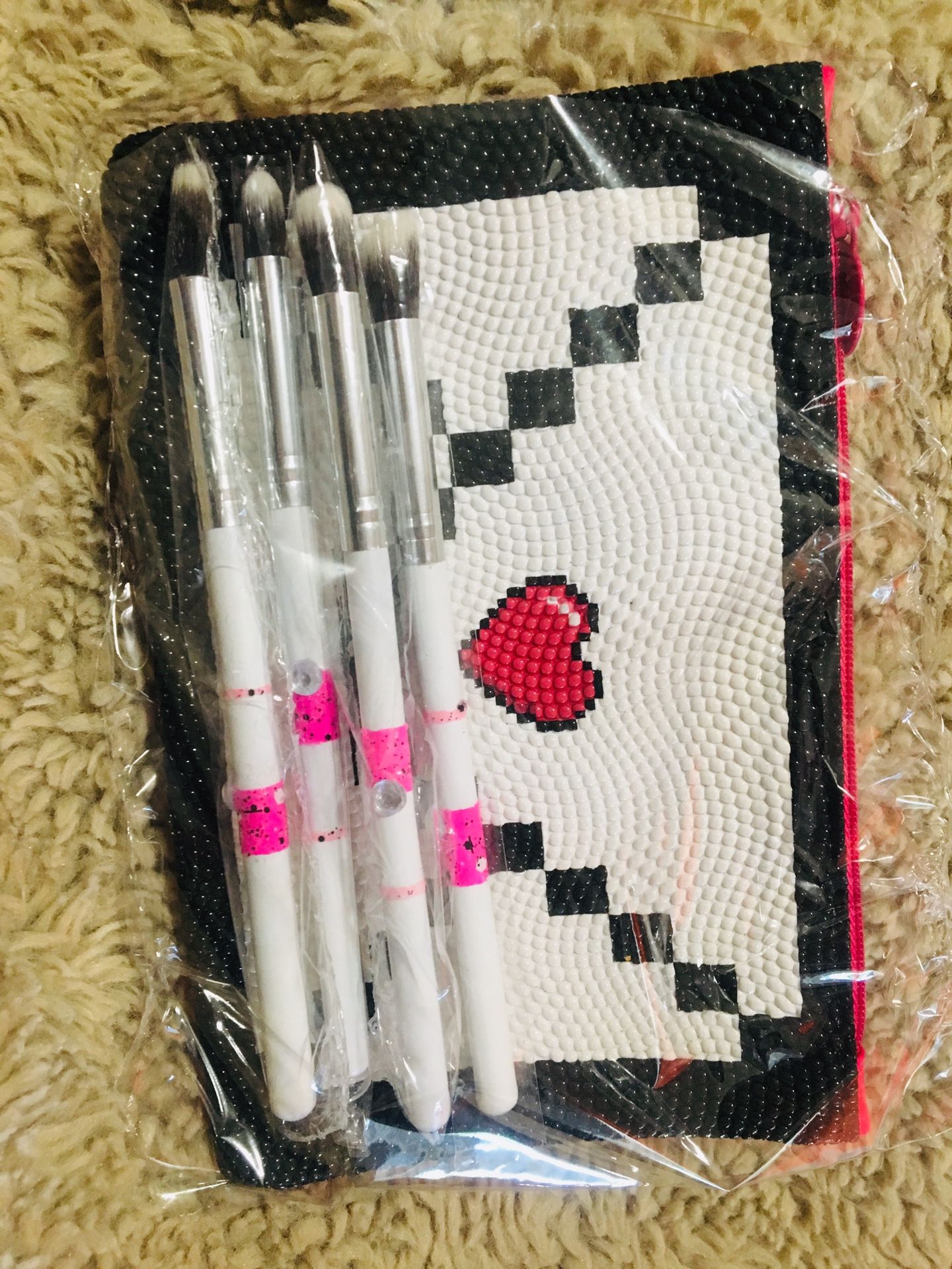 Brush set and makeup bag