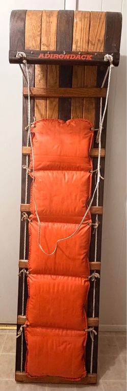 Adirondack Wooden Toboggan Sled with Cushion