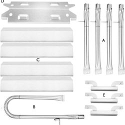 Grill Replacement Parts Kit for Brinkman -S, -F, Includes Grill Burner Tube Pipe, Heat Plate Shield/Heat Tent/Burner Cover/Flame Tamer