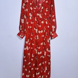 Maxi Red Floral Dress
