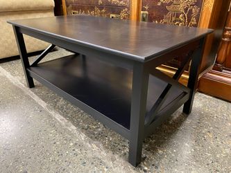 Black Rectangular Coffee Table w/ Cross Base