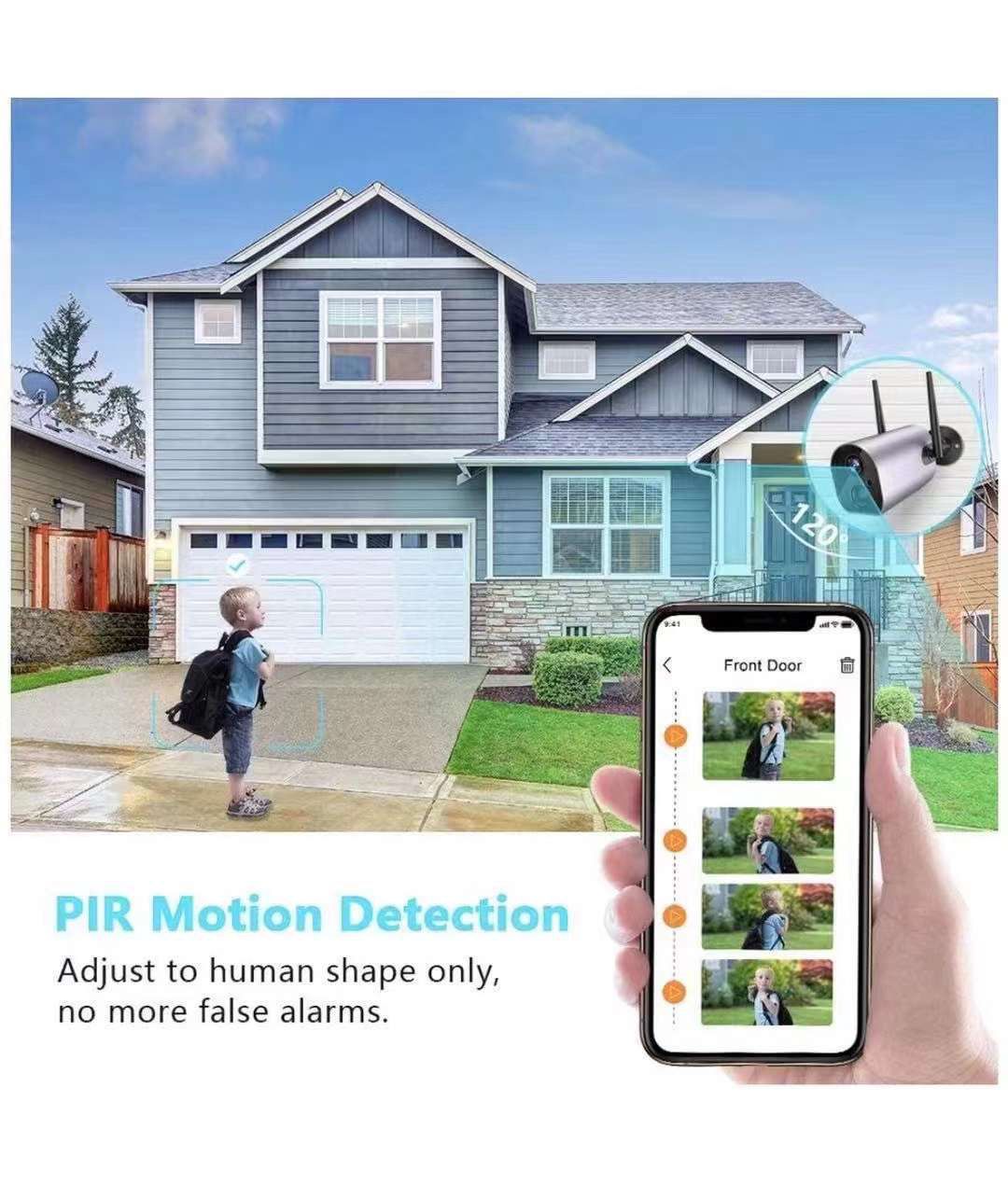Wireless Security Camera Outdoor, Solar Powered Surveillance Camera, 1080P Outdoor WiFi Security Camera, Night Vision, Two Way Audio, PIR Motion Detec
