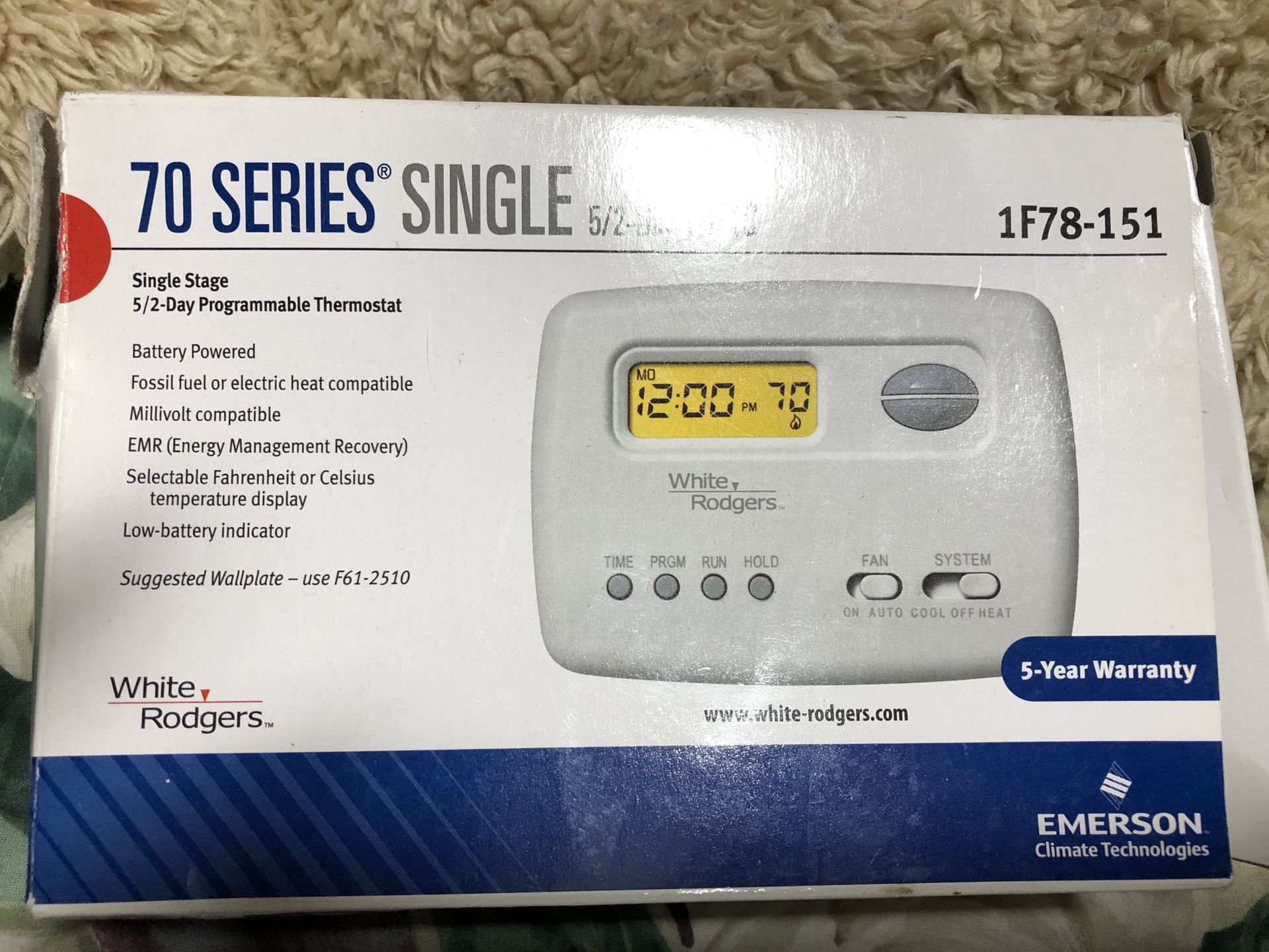 Emerson Thermostat, Heat Pump, Programmable