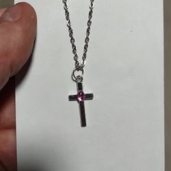 pink sapphire cross necklace 