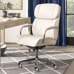 La-Z-Boy Sutherland Ergonomic Faux Leather Swivel Computer and Desk Chair, White