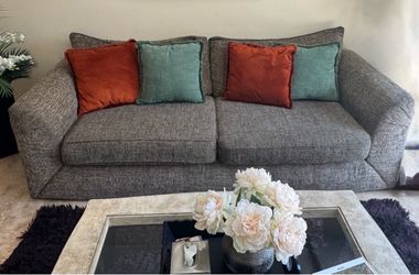 Plush 3-4 Seater Earthy Textured Fabric Sofa – Super Comfy