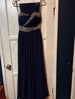 Navy blue strapless dress