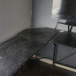 L Shaped Black Table 
