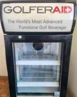 Golfer aid mini fridge interchangeable graphic