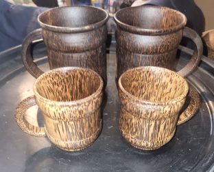 Handmade Mug and Tea wooden palm cups