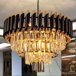 Luxury Black and Gold Crystal Chandelier