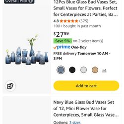 12 Piece Blue glass Bud Vases 