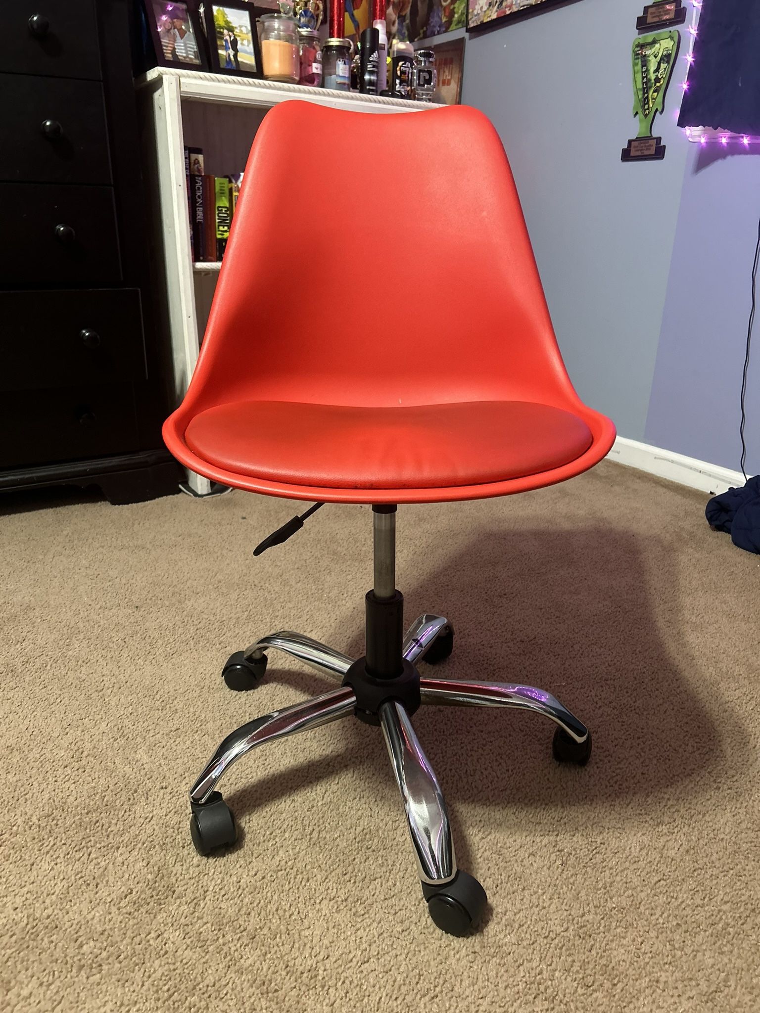 Red Armless Office Chair