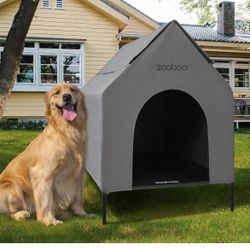 50'' 2-in-1 X-Large Dog House, Dog House for Large Dog Indoor or Outside, Weatherproof 600D PVC Dog House Outdoor, Featuring Breathable 2x1 Textilene 