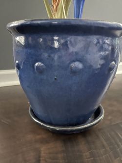 Blue Planter w Dish