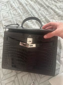 Kelly Bag Purse Crocodile alligator black