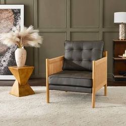 Dark Grey Mid-Century Modern Accent Chair