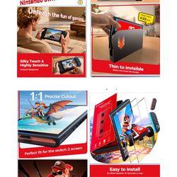 NEWDERY 2-Pack for Switch 2 Screen Protector [2025 Verision] with Auto Alignment Kit, Tempered Glass[Stronger Durable], Auto-Dust Removal,Full Coverag