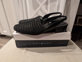 Karen Scott Black Woven Slingback Heels