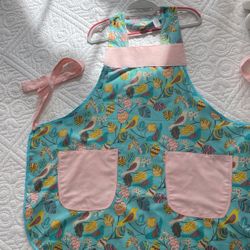 New - Adult Apron (Aqua & Pink) 