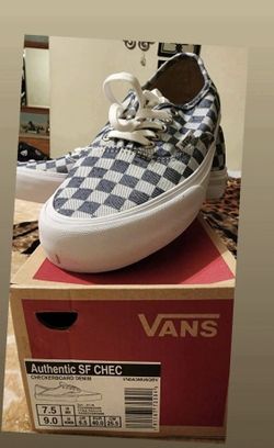 Checkered Denim Vans 7.5 In Men’s And 9 In Ladies
