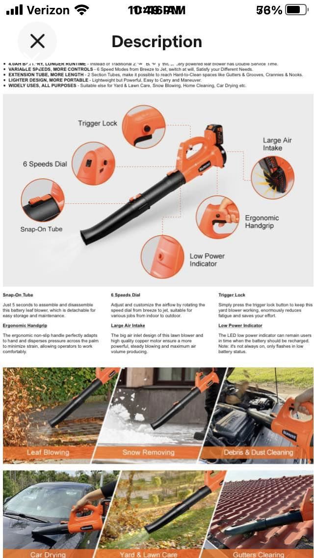 Leaf Blower Battery Powered 150mph New