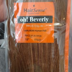 18" Human. Hair Clip On. Color 6/27