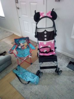 Minnie Mouse  stroller and Mickey Mouse chair