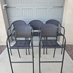 5 outdoor patio bar height wicker bar stools