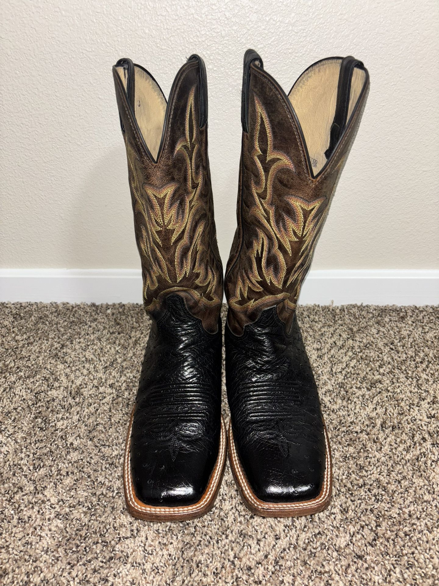 Mens Justin Boots Ostrich Cowboy Boots 
