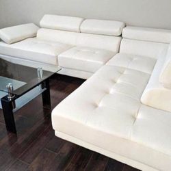 White Faux Leather Sofa Sectional 
