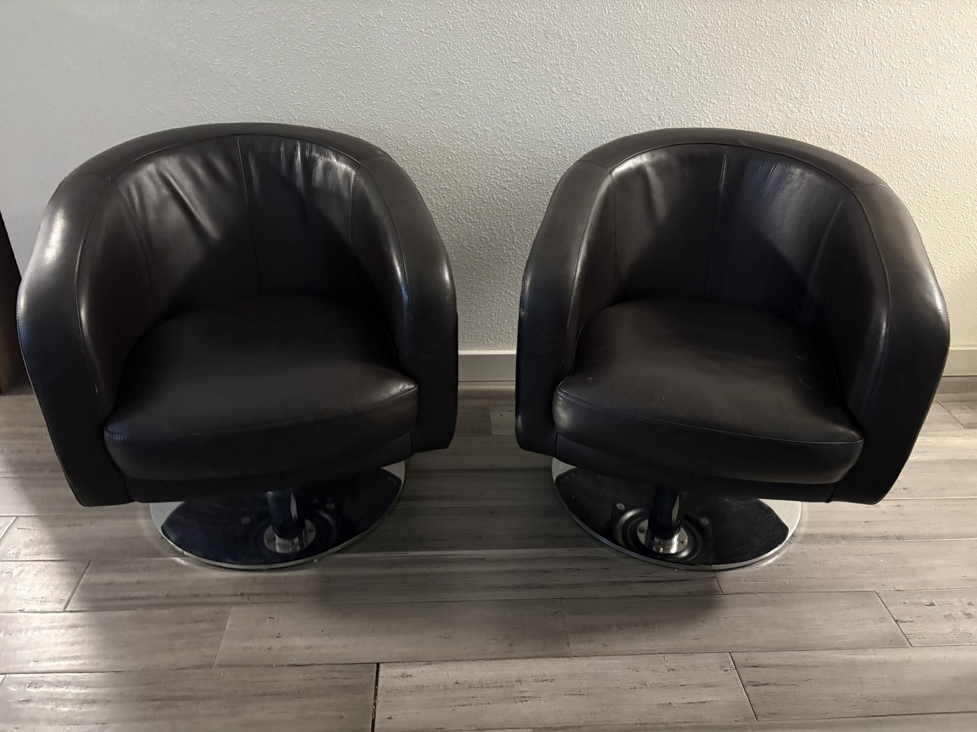 Swivel Brown Leather Chairs