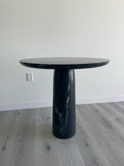 CB2 Babylon 30" Round Black Marble Bistro Table