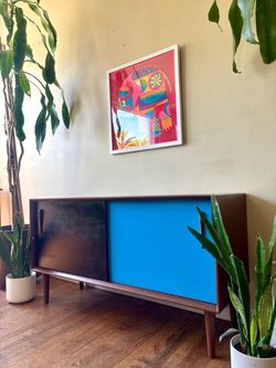Mid-Century Modern Two-Tone Record Credenza