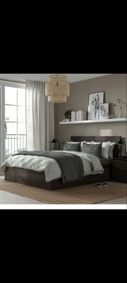 Dark Brown Queen Bed Frame with Storage