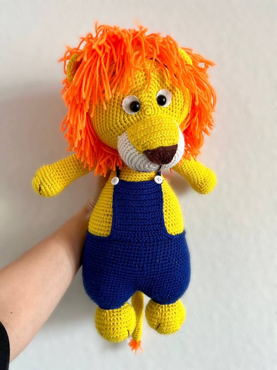 One of a kind handmade 16" knitted Lion