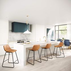 Whiskey Brown leather Barstool Set Of 4