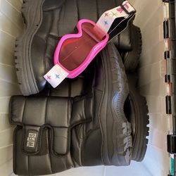 Skiing Boots, Masks Gloves