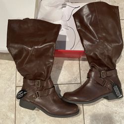 Riding Women Boots Brown Wide Calf 
