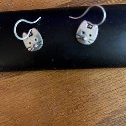 Cat Earrings Sterling 