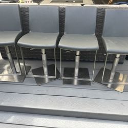 Grey Leather Bar Stools 