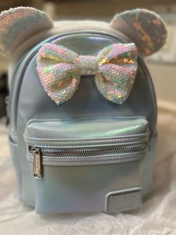 Loungefly Disney Minnie Mouse iridescent Sequin Ears  Mini Backpack