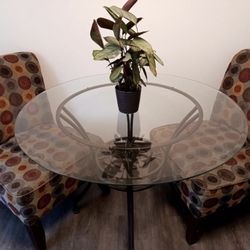 Glass Table W / Metal Legs & Frame 
