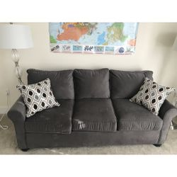Grey Faux Suede Queen Sofa Bed 