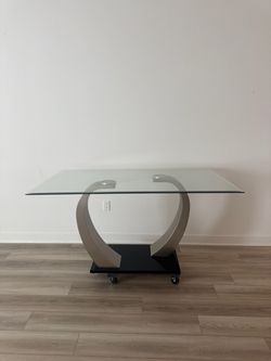 Glass Top Table with U-Shape Base