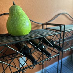 2 Metal Wine Rack Shelvers With Wine Glass Holders